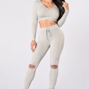 Fashion Nova International Lover Set in Light Grey
